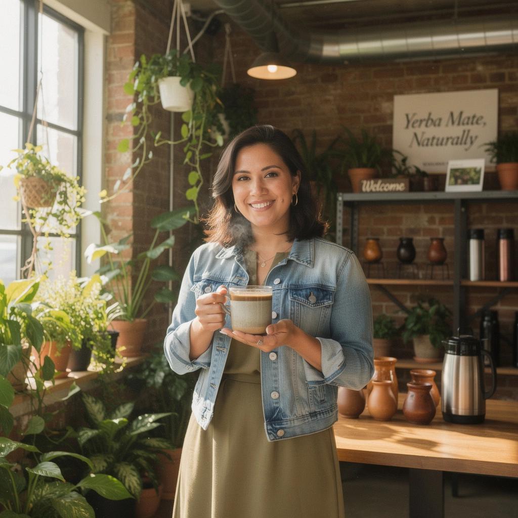 Infusion de yerba mate avec des herbes et des agrumes dans une tasse en céramique.